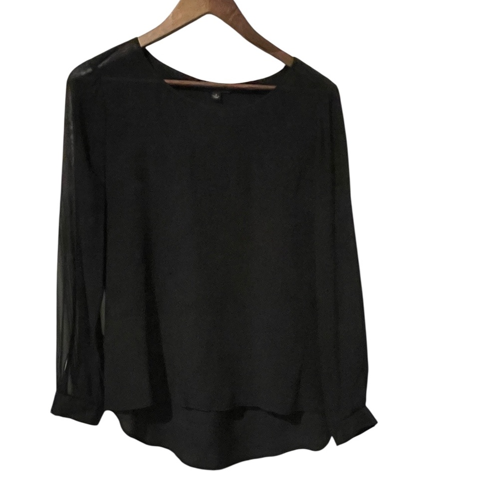 Dora Landa 100% Silk Black Long Sleeve Blouse Size Small EUC